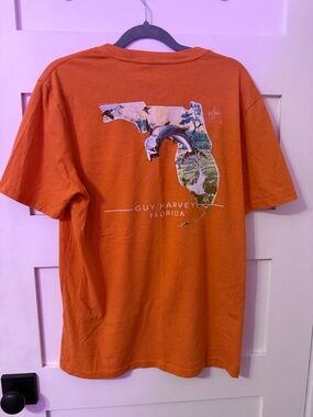 Guy Harvey Orange Florida Map Dolphin Graphic Tee